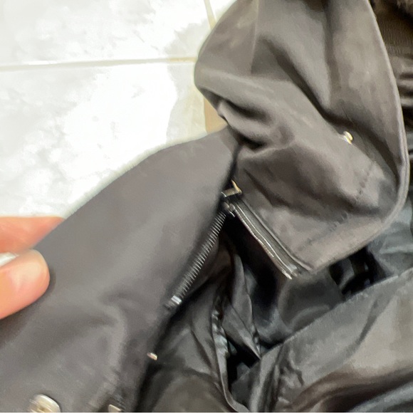 Amazing 7 For all Mankind 2 in 1 Black Hoodie Fur Removable Lining Parka S Great - Picture 6 of 13